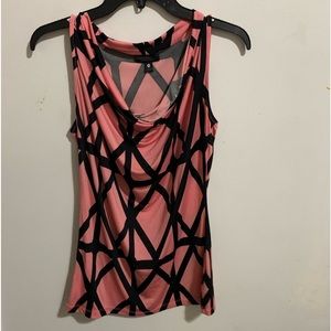 Worthington Patterned Dropped Neck Sleeveless Blouse- Sz M